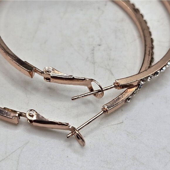"5/$25" Rose Gold Rhinestone Jewelry Set, 2 Bracelets/Hoop Earrings - Picture 9 of 9